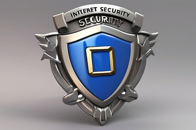 Foto insignia de seguridad de internet 3d