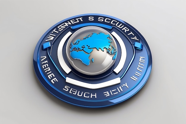 Foto insignia de seguridad de internet 3d