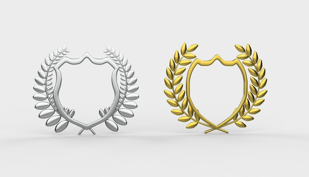 Insignias de corona de laurel de plata y oro