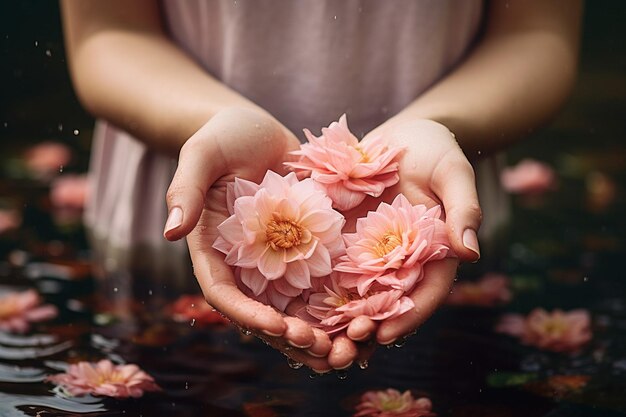 Foto insignias florales pintadas a mano del día de la madre