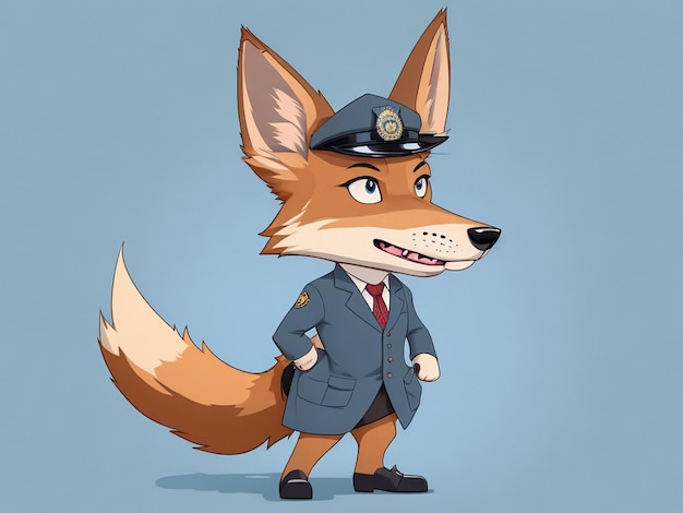 Inspector de polícia chacal lobo desenho desenho de desenho animado ai generativa