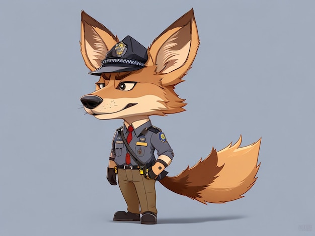 Foto inspector de policía chacal lobo dibujo de dibujos animados dibujos creativos ai