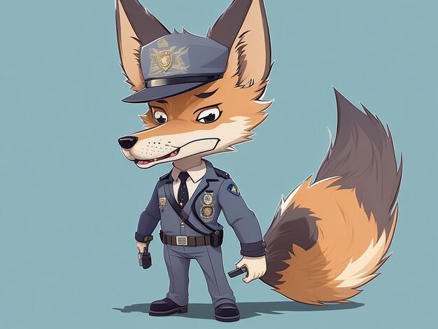 Foto inspector de policía chacal lobo dibujo de dibujos animados dibujos creativos ai
