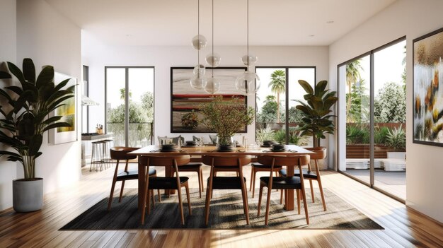 Inspiração de design de interiores da beleza da sala de jantar em estilo minimalista moderno