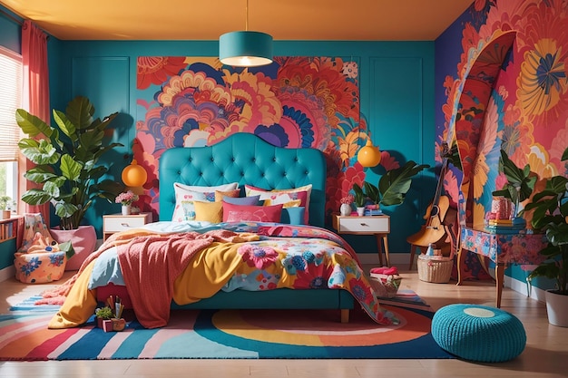 Inspiração vibrante para decoração de quarto colorido para cada paleta