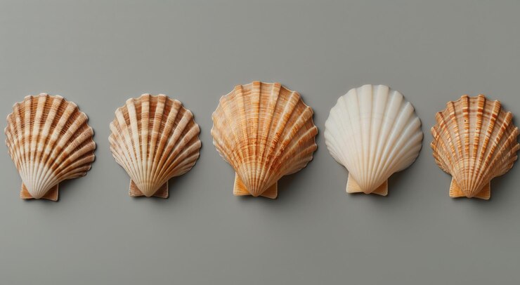 Foto inspiración para la decoración costera conchas marinas en fila