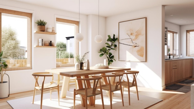Inspiración en el diseño de interiores de la belleza del comedor de estilo escandinavo contemporáneo