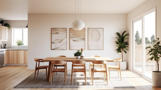 Inspiración en el diseño de interiores de la belleza del comedor de estilo minimalista escandinavo