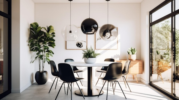 Inspiración en el diseño de interiores de la belleza del comedor de estilo minimalista moderno