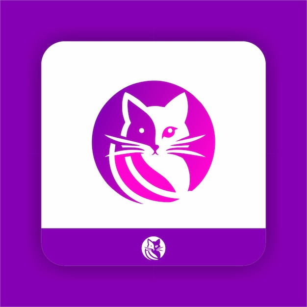 inspiración del logotipo púrpura con un icono de gato en él