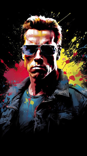 inspiración de Terminator color agua ilustración vector papel tapiz dinámico dinámico movimiento salpicadura fondo negro