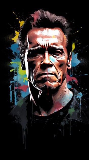 inspiración de Terminator color agua ilustración vector papel tapiz dinámico dinámico movimiento salpicadura fondo negro