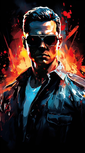 inspiración de Terminator color agua ilustración vector papel tapiz dinámico dinámico movimiento salpicadura fondo negro