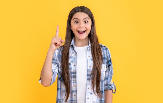 inspirado con idea chica adolescente en estudio chica adolescente en foto de fondo de una chica adolescente con pelo largo usando camisa a cuadros chica adolescente aislada en amarillo