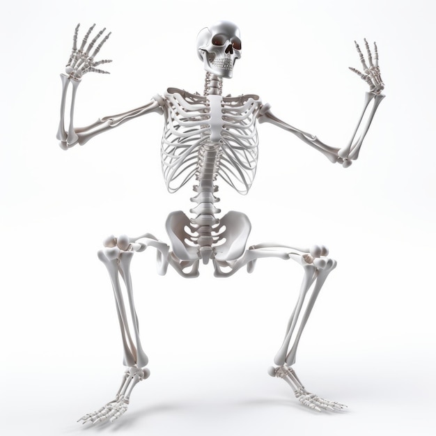 Inspirado en el metalcore, una pose de esqueleto en 3D con una impresionante resolución de 8k.