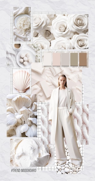 Foto inspirador quadro de humor de moda colagem com fotos de cores superiores estética branca