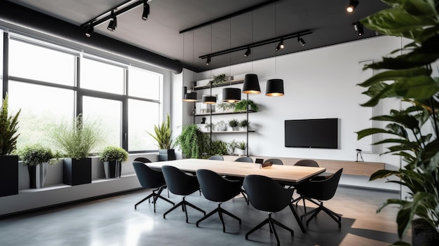 Inspirierende Büroeinrichtung im minimalistischen Stil Generative AI AIG 31
