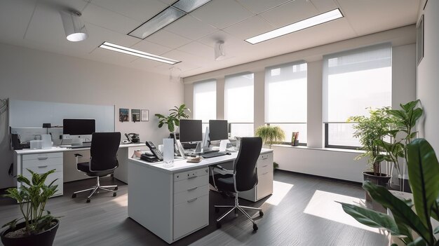 Inspirierende Büroeinrichtung im zeitgenössischen Stil Generative AI AIG 31