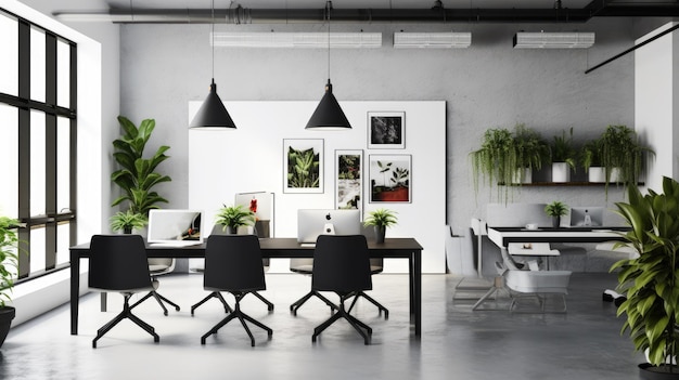 Foto inspirierendes büro-interior-design minimalistischer stil firmenbüro mit einfachheitsarchitektur generative ki aig 31