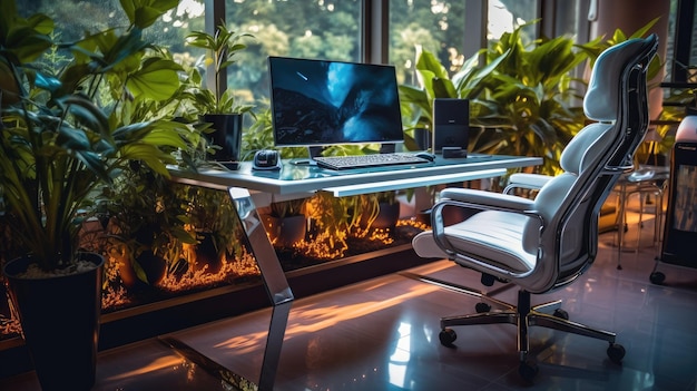 Foto inspirierendes büro-interior-design technisch inspirierter stil generative ki aig 31