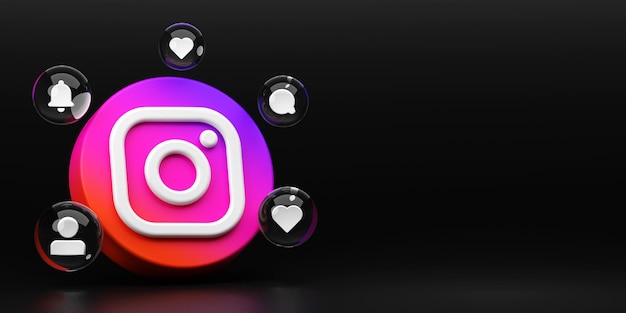 Instagram 3D-Render-Anwendungslogo Hintergrund Social-Media-Plattform von Instagram