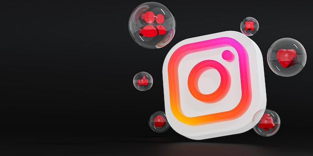 Instagram Acrylglas ig Logo und Social Media Icons mit Kopierraum