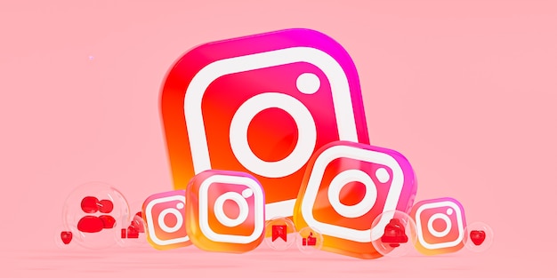 Instagram Acrylglas ig Logo und Social Media Icons mit Kopierraum