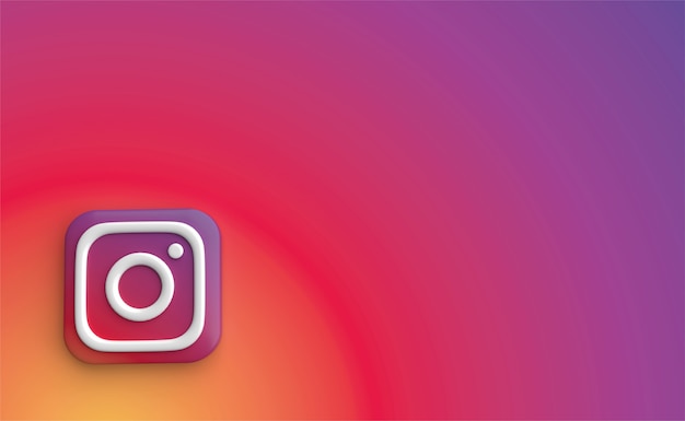 Foto instagram backgraund 3d render, logotipo de mídia social