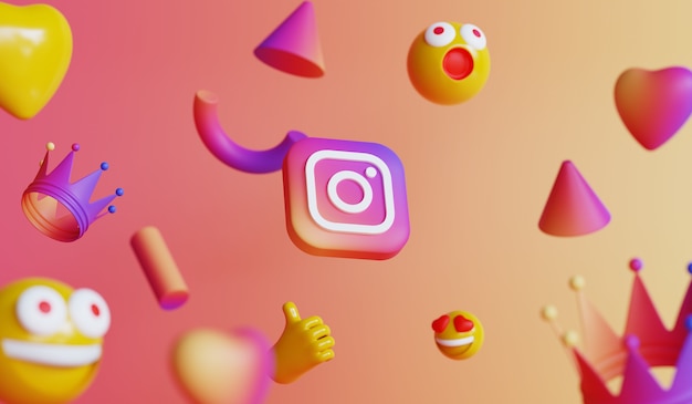 Foto instagram background com fliying emoji e objeto