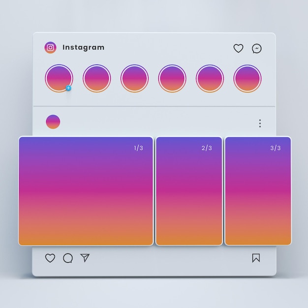 Instagram Benutzeroberfläche Fantasie-Illustration 3D-Rendering
