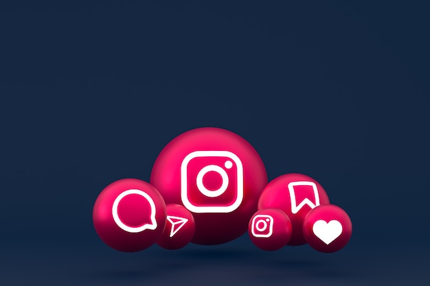 Instagram Icon Set Rendering auf blau