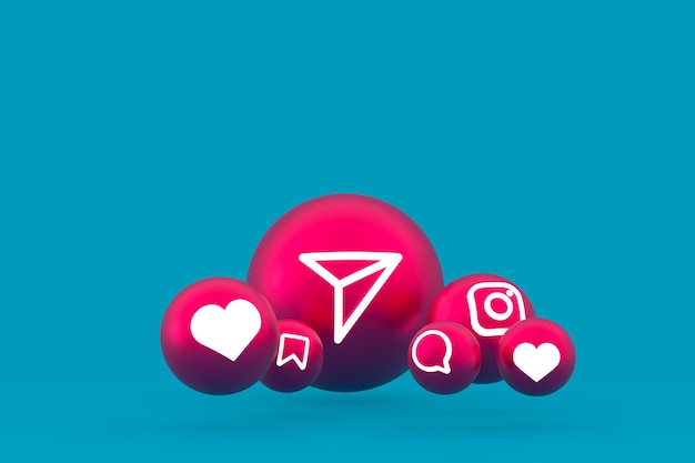 Instagram Icon Set Rendering auf blau