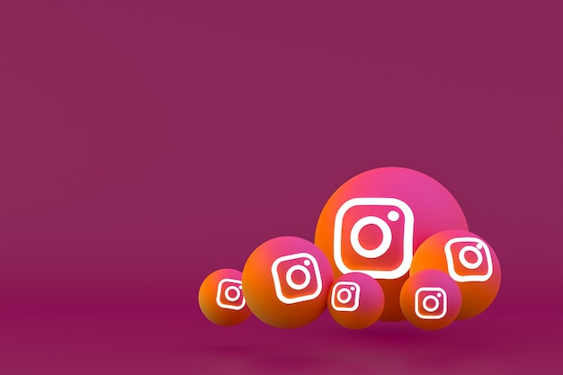 Instagram Icon Set Rendering auf Rot