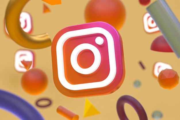 Instagram ig-Logo auf abstraktem Geometriehintergrund