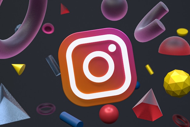 Instagram ig-Logo auf abstraktem Geometriehintergrund