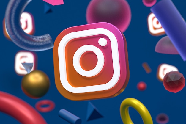 Instagram-Logo auf abstraktem Geometriehintergrund