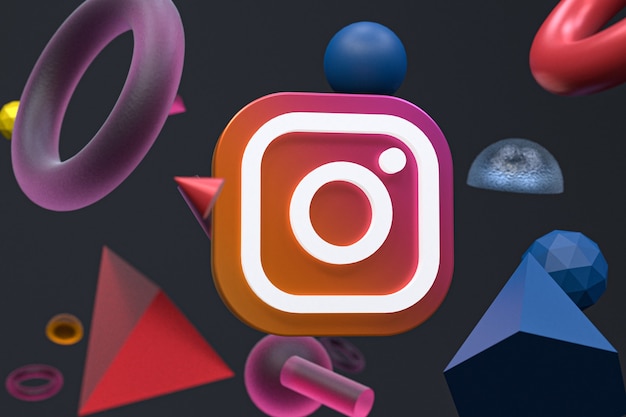 Instagram-Logo auf abstraktem Geometriehintergrund