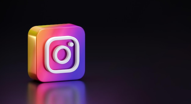 Foto instagram logo box redes sociales icono 3d sobre fondo negro