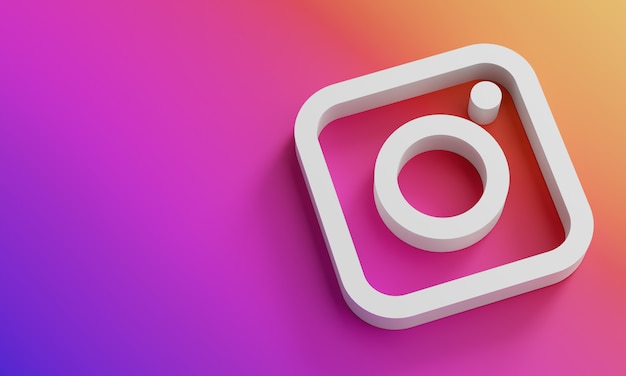 Instagram Logo Minimale einfache Designvorlage. Kopieren Sie Space 3D