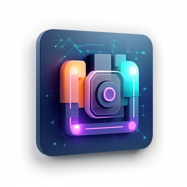 Instagram-Logo-Symbol auf dem Hintergrund ästhetischer Neonformen 3D