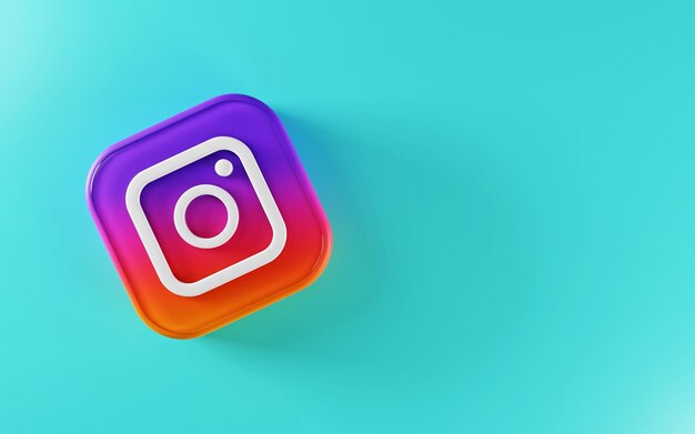 Foto instagram-social-media-symbol 3d-rendersymbol für soziale medien isoliert auf blauem hintergrund