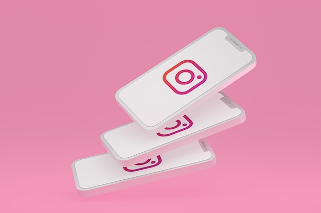 Instagram-Symbol auf dem Bildschirm Handys 3D-Rendering