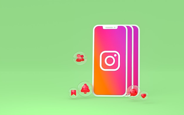 Instagram-Symbol auf dem Bildschirm Smartphone oder Handy, 3D-Rendering