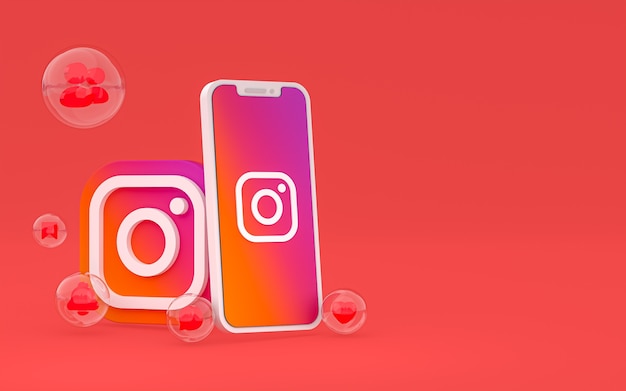 Instagram-Symbol auf dem Bildschirm Smartphone oder Handy, 3D-Rendering