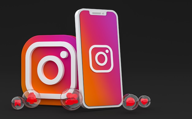 Instagram-Symbol auf dem Bildschirm Smartphone oder Handy, 3D-Rendering