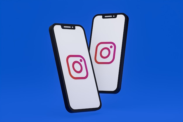 Instagram-Symbol auf dem Bildschirm Smartphone oder Handy 3D-Rendering