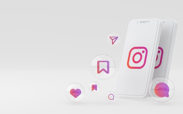 Instagram-Symbol auf dem Bildschirm Smartphone oder Handy 3D-Rendering