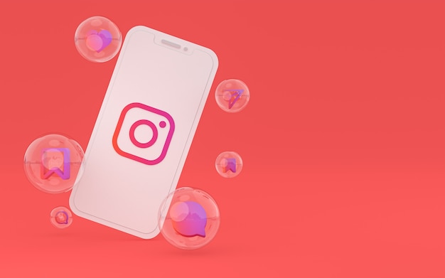 Instagram-Symbol auf dem Bildschirm Smartphone oder Handy 3D-Rendering