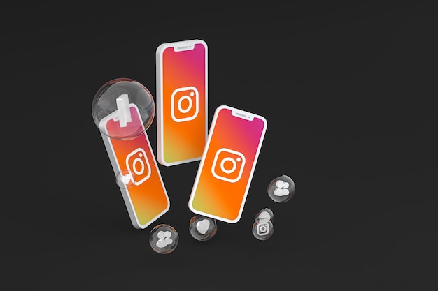 Instagram-Symbol auf dem Bildschirm Smartphone oder Handy 3D-Rendering