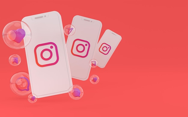 Instagram-Symbol auf dem Bildschirm Smartphone oder Handy 3D-Rendering